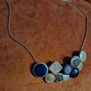 Elegant Gold and Black Handmade Vintage Button Bib Necklace